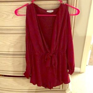Tobi maroon silk romper